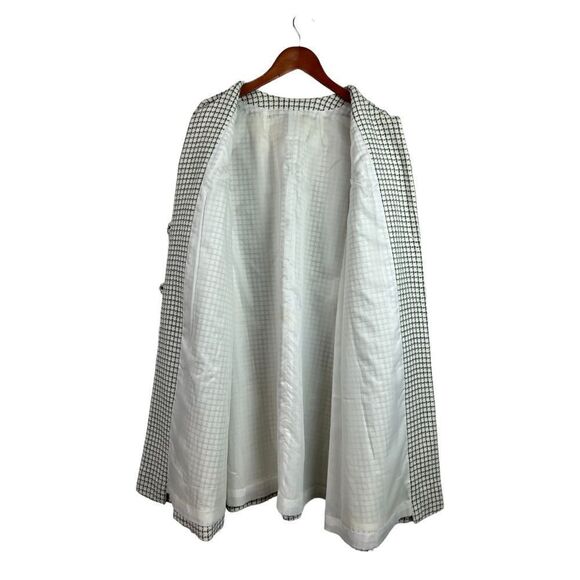 Vintage 60s Wool Plaid Checkered Dress Overcoat Button Front Full Sleeves Lined - Picture 8 of 10